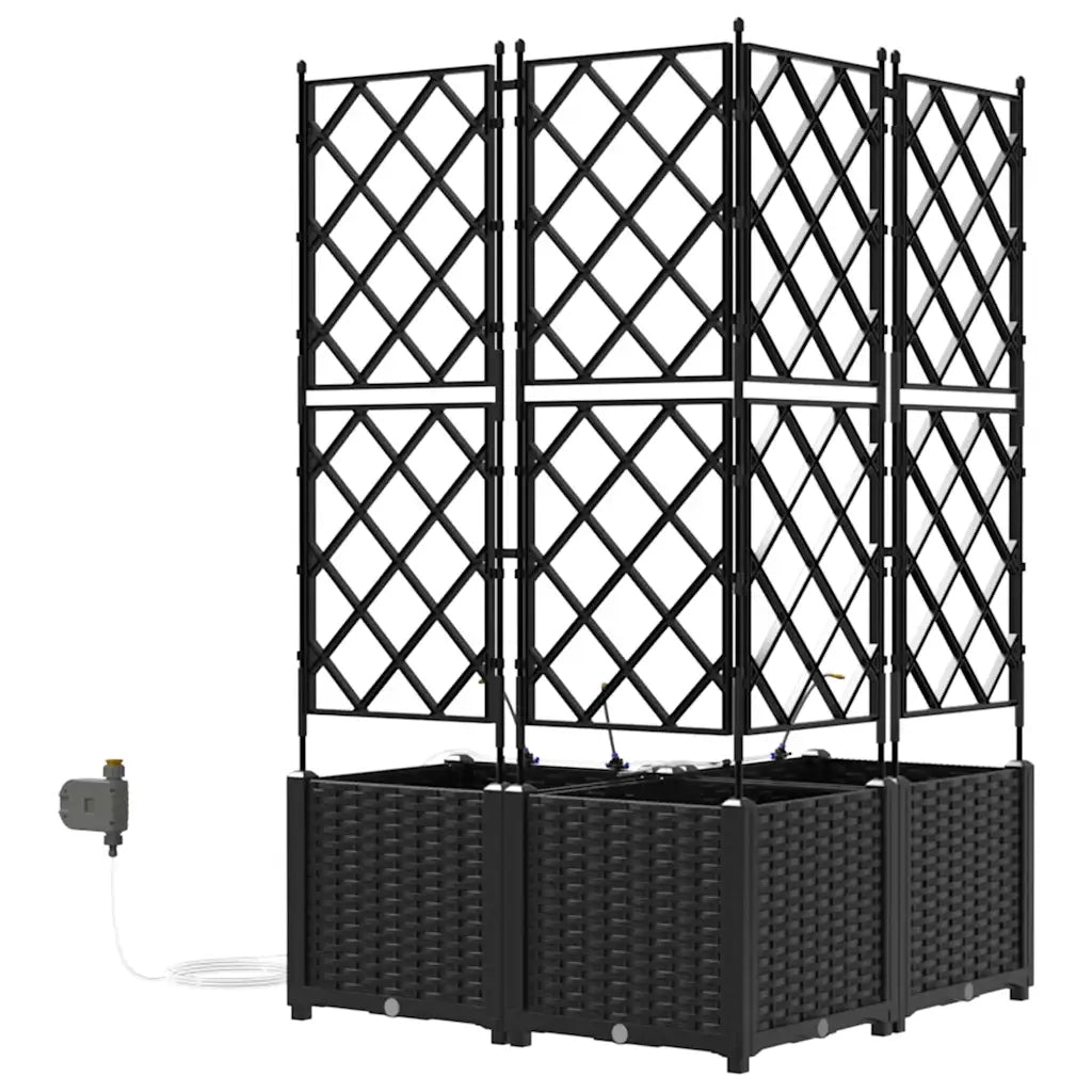Vaso da giardino 3 pcs Nero Plastica 42002854