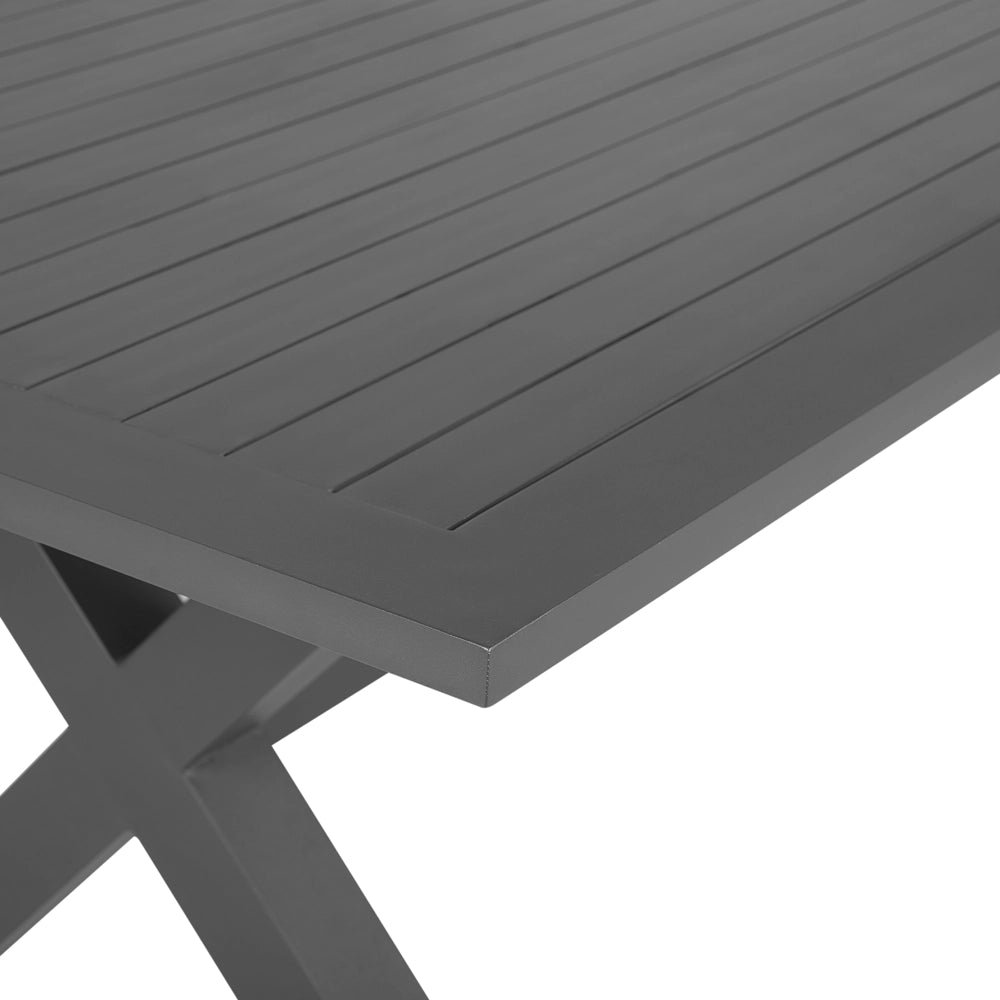 Set da pranzo da giardino Tavolo da 6 posti in rattan sintetico grigio e 6 sedie con cuscini grigi