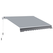 Tenda retrattile protezione solare 3.95 x 2.45 m con manovella telaio metallico tessuto poliestere colore grigio bianco resistente per esterni