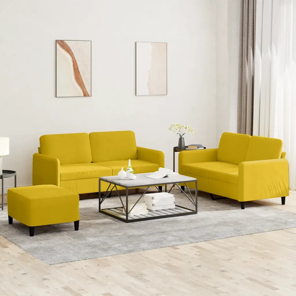 vidaXL Set di Divani 3 pz Giallo in Velluto