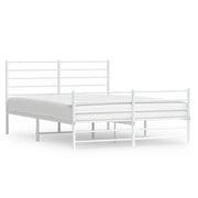 Letto matrimoniale | Letto per adulti | Giroletto con Testiera e Pediera Metallo Bianco 135x190 cm