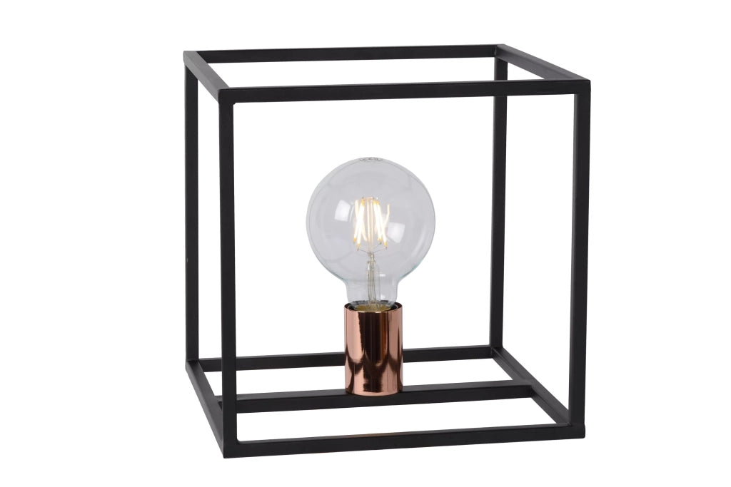 Lampada da tavolo cubo metallica nero/rame E27 Arthur Lucide