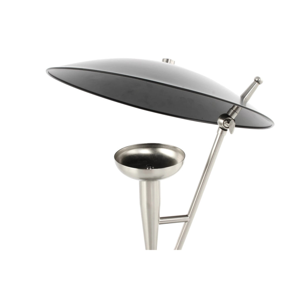 Lampada da tavolo Flyer in metallo nero e argento