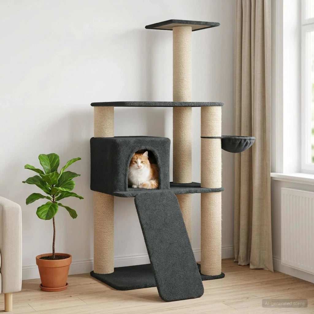 Albero per gatti con pali per graffiare in sisal Grigio Scuro 42033047