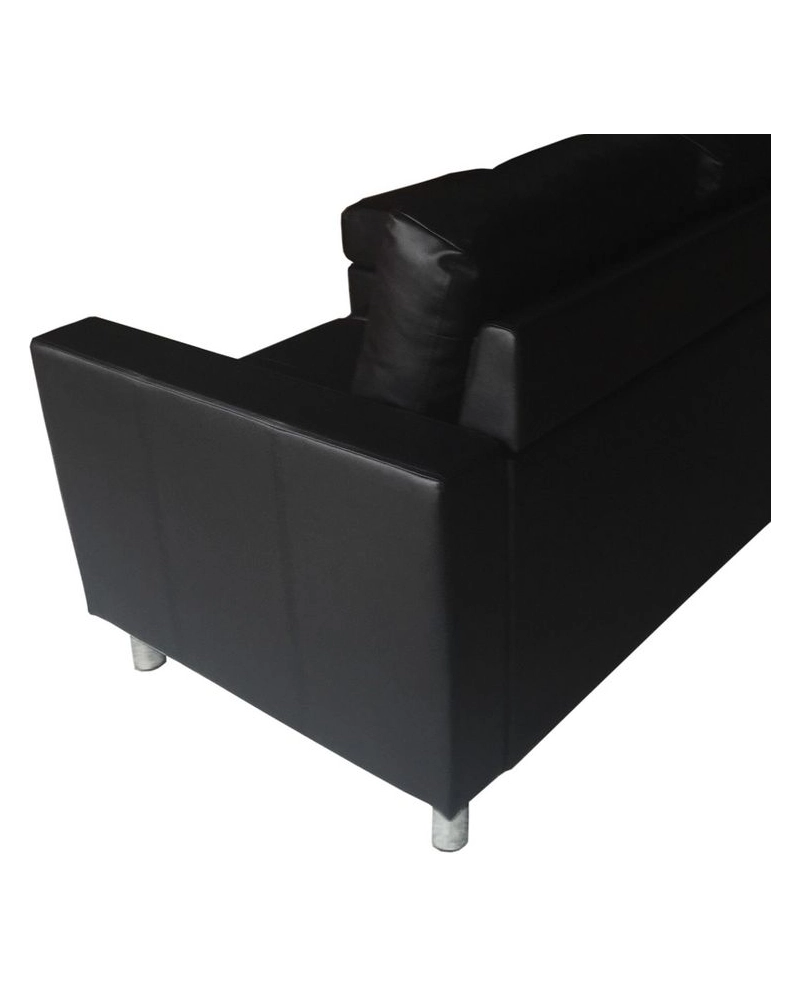 Divano 3 posti con pouf reversibile dx/sx in ecopelle nero 205cm Sicorage Sufly