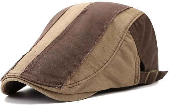 Cappello da uomo vintage - Newsboy - Fatto di cotone - Adattabile - Petto piatto - Altezza 12 cm - Circonferenza 57-60 cm