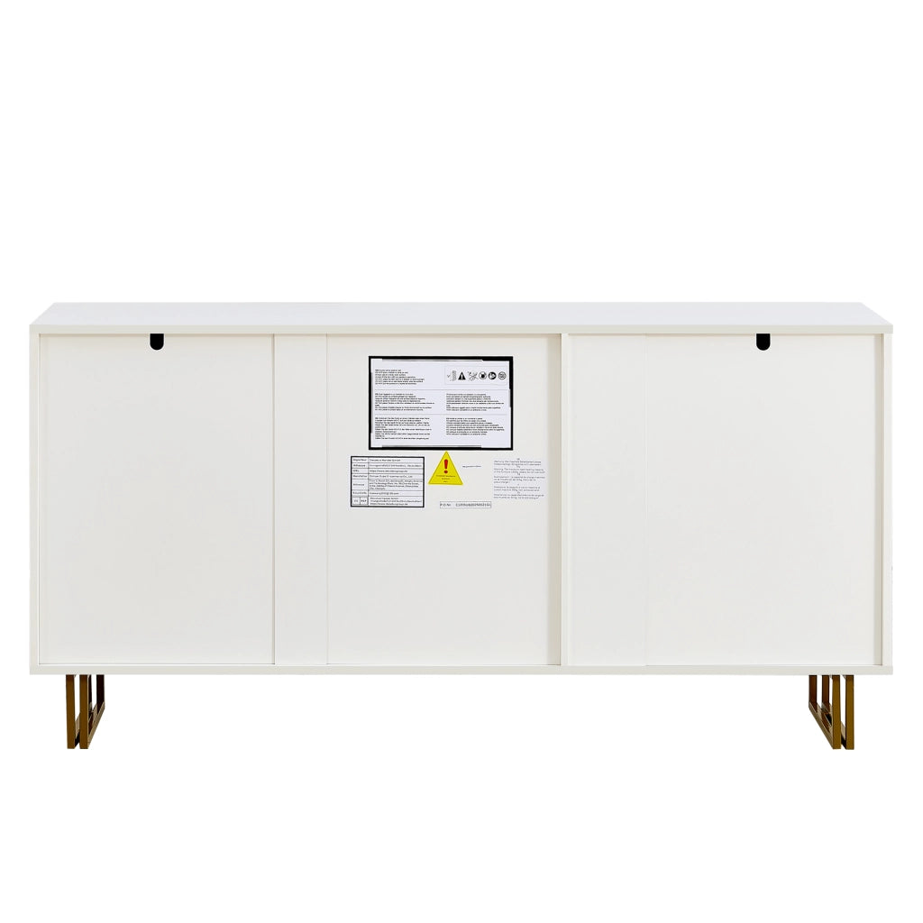 Credenza 160x40x81.5 cm con 3 cassetti e 2 ante in MDF bianco
