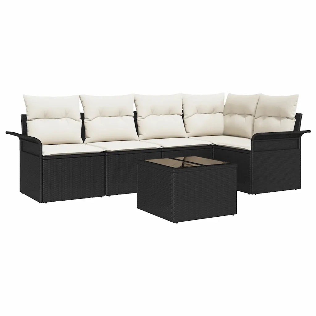 Set Divano da Giardino con cuscino 6 pcs Nero Poly Rattan 3354036