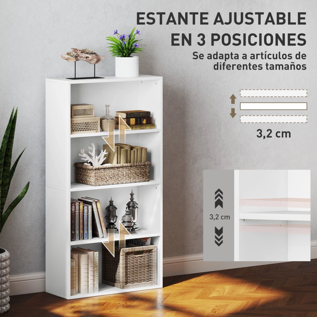 Libreria con ripiani regolabili e sistema antivolco ¨C zephmum ¨C 60x24x115,5 cm bianco