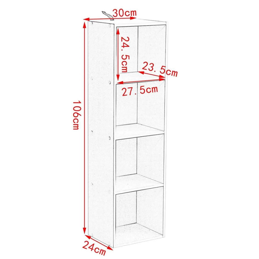 Libreria in legno con 4 ripiani a cubo 106 cm bianco 19_0000388