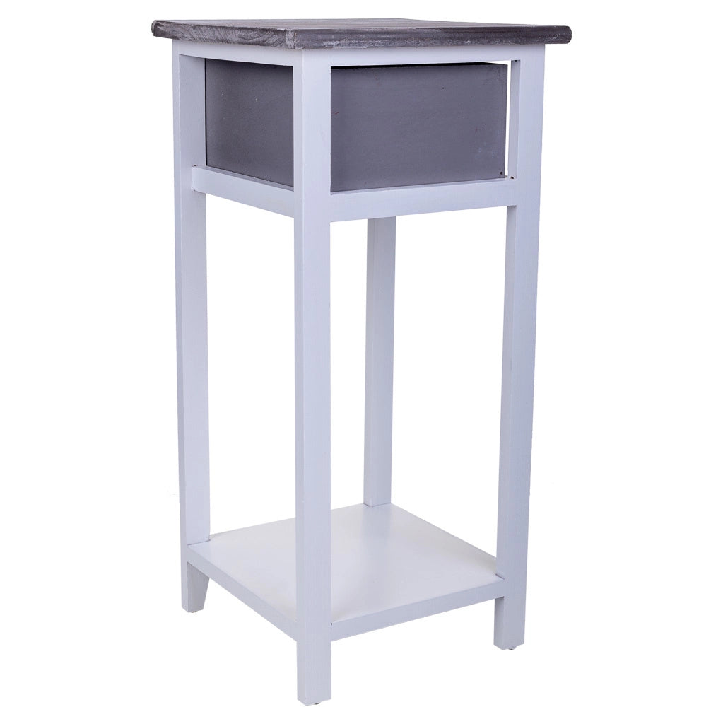 Comodino in legno bianco 30x30x63