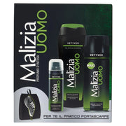 MALIZIA UOMO PROFUMO D'INTESA VETYVER SCHIUMA DA BARBA 50ML + DEODORANTE 175ML + DOCCIA SHAMPOO + PORTA SCARPE 250 ML