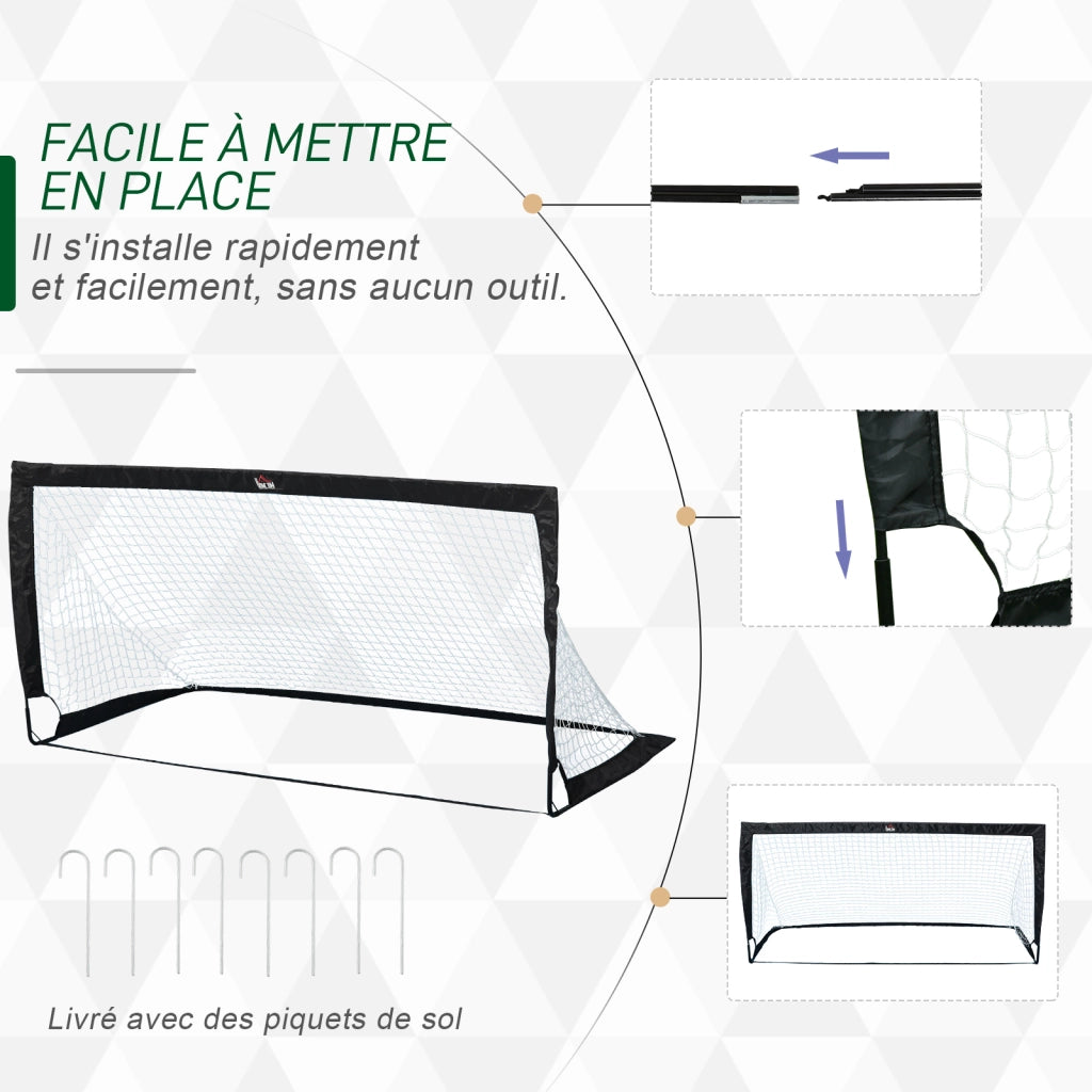 Set 2 Porte da Calcio Esterno Portatile ¨C zephmum ¨C 183x90x90 cm Nero Bianco