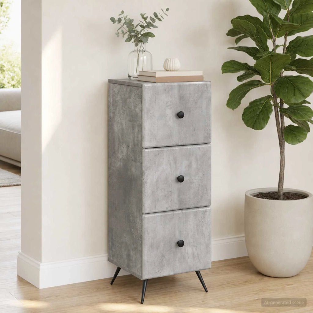 Mobile con Cassetti Grigio Cemento 33 x 34,5 x 90 cm 895538