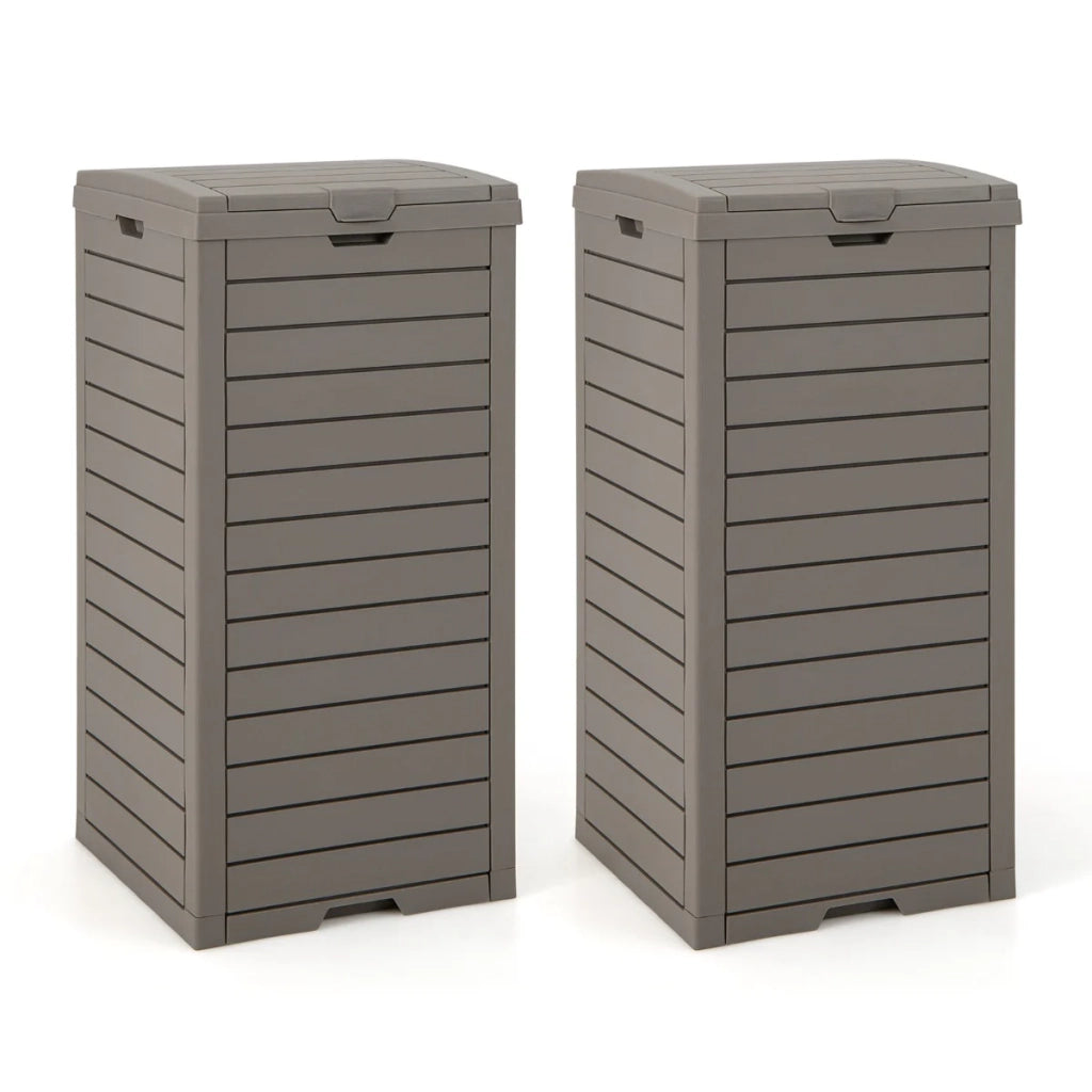 Set di 2 pattumiere da esterno 40 x 40 x 86 cm con cassetto per liquidi estraibile robusta finitura in resina marrone 20_0012479