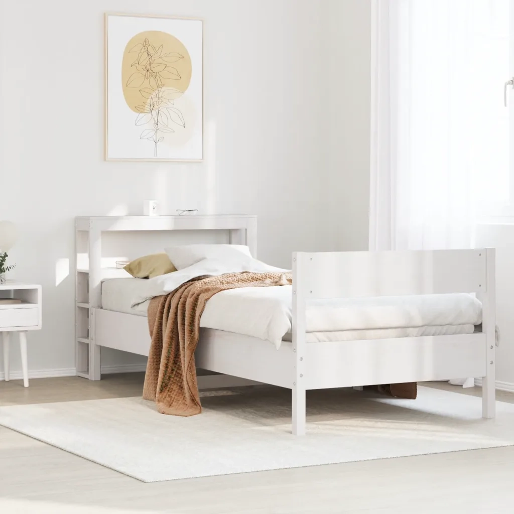 Letto senza Materasso Bianco 90x190 cm in Legno Massello Pino 3306208