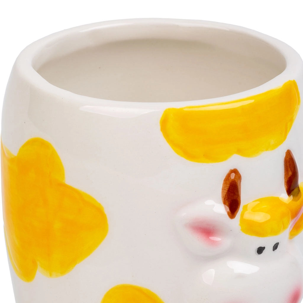 Portamatite mucca in ceramica arancione d7,5x10h