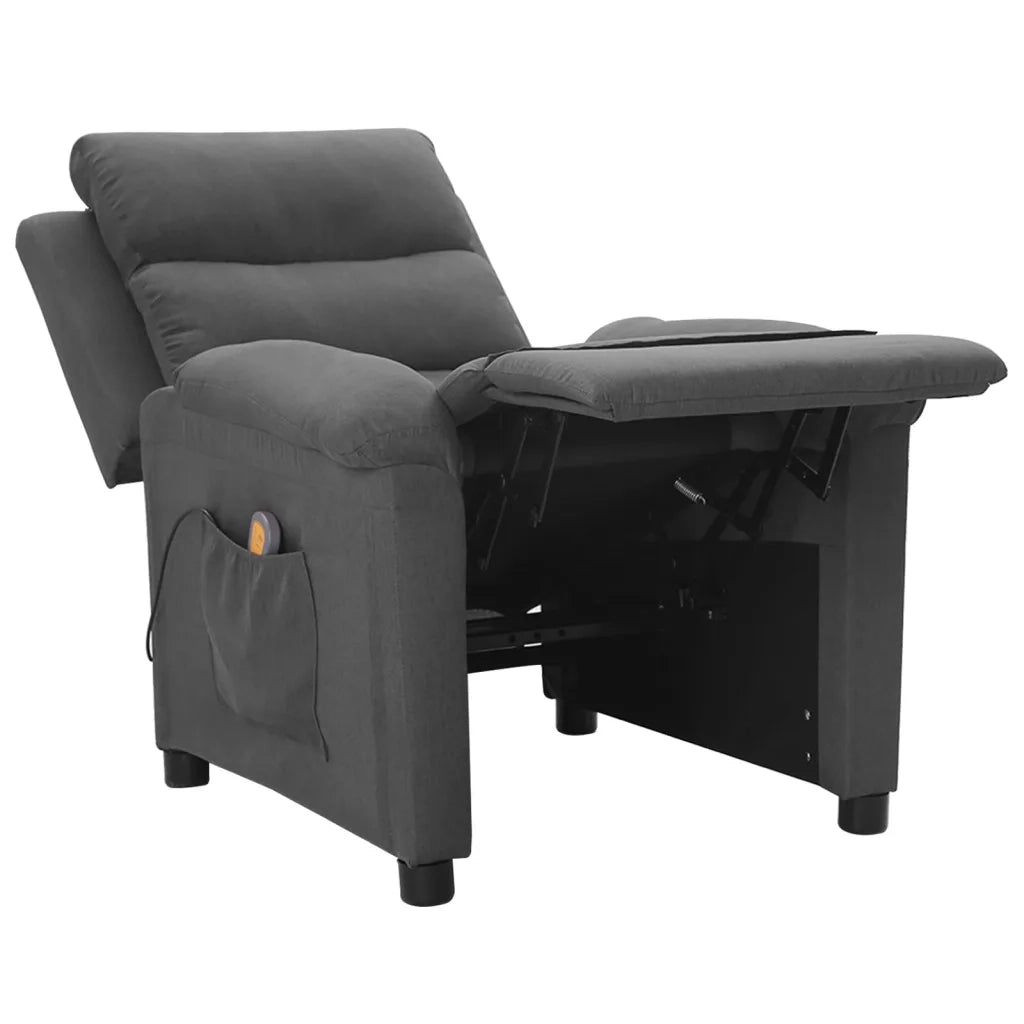 Poltrona Massaggiante | Sedia Relax Grigio Scuro in Tessuto