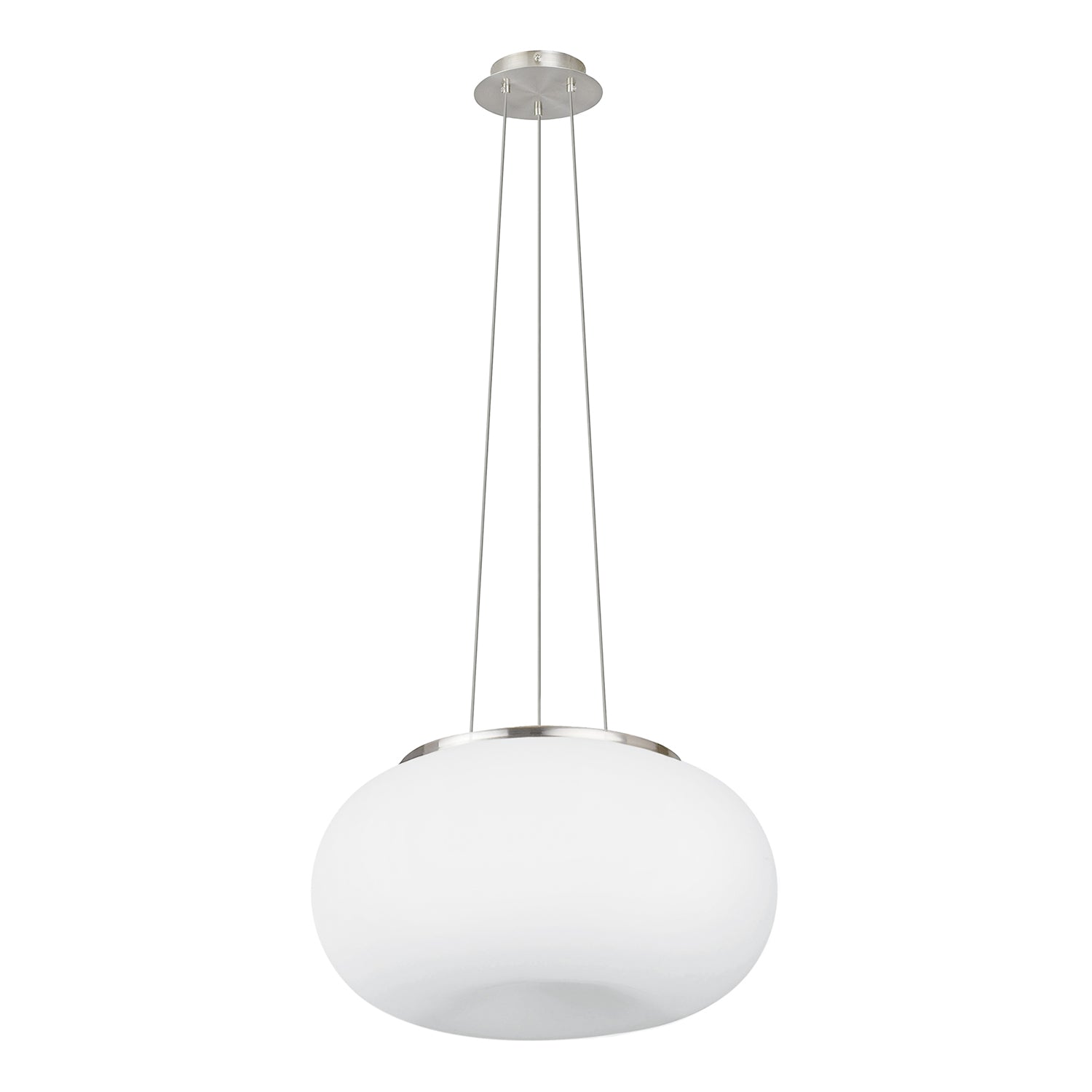 Lampadario A Sospensione Contemporaneo Optica Acciaio Nichel Vetro 2 Luci E27