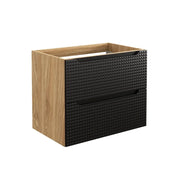 Mobile sottolavabo VELNIA – 2 cassetti – 70 cm – Colori rovere chiaro e nero – Da appendere