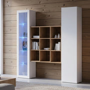 Madia Firmino, Credenza 14 Ripiani Made in Italy, 30x40x180h cm Bianco Acero