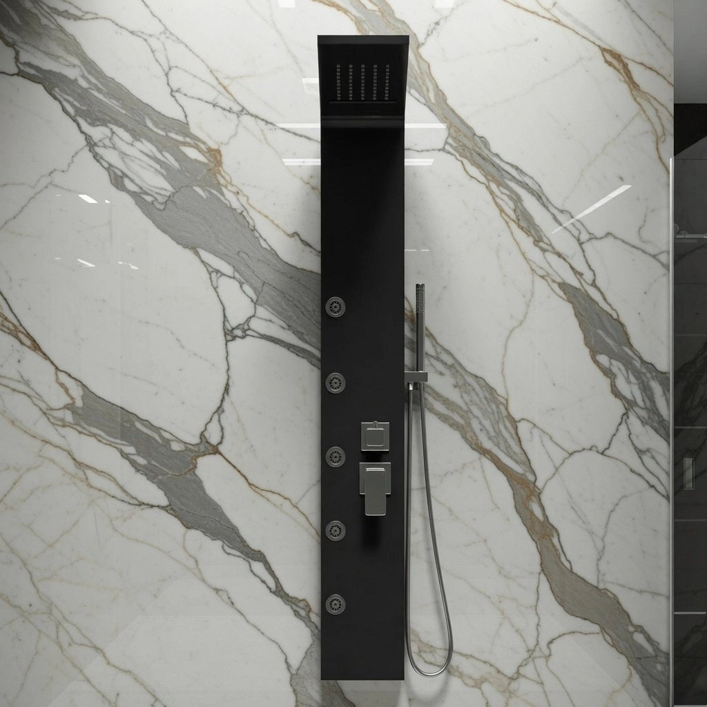 Colonna doccia pannello idromassaggio effetto cascata YH8123 NIZZA - Nero
