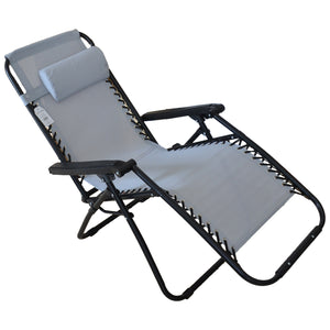 SEDIA SDRAIO GREEK STRUTTURA NERA TELO GRIGIO RECLINABILE