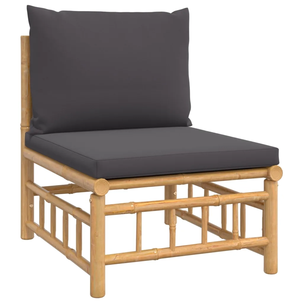 Set Salotto da Giardino 12pz con Cuscini Grigio Scuro Bambù 3155227