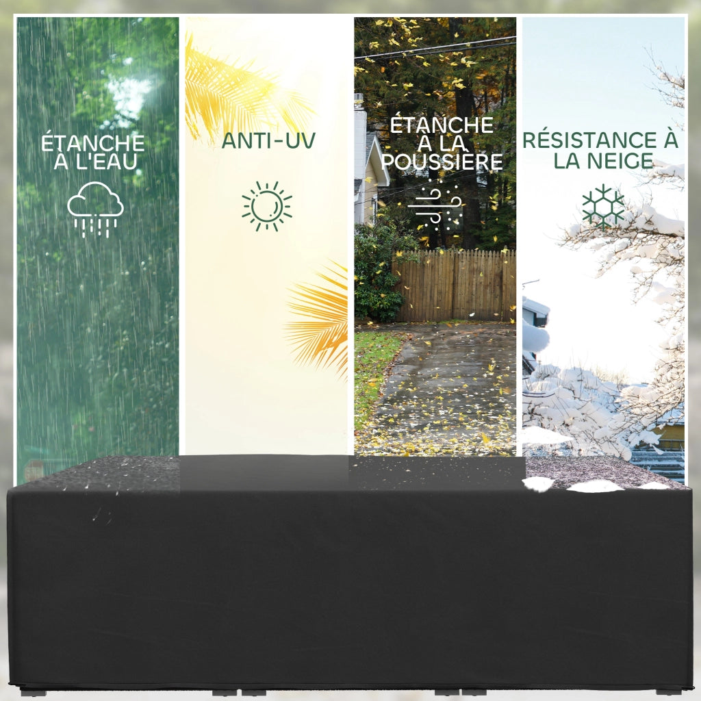 Housse per Tavolo da Giardino ¨C zephmum ¨C 222x155x67 cm, Nero, Tessuto Oxford, Impermeabile