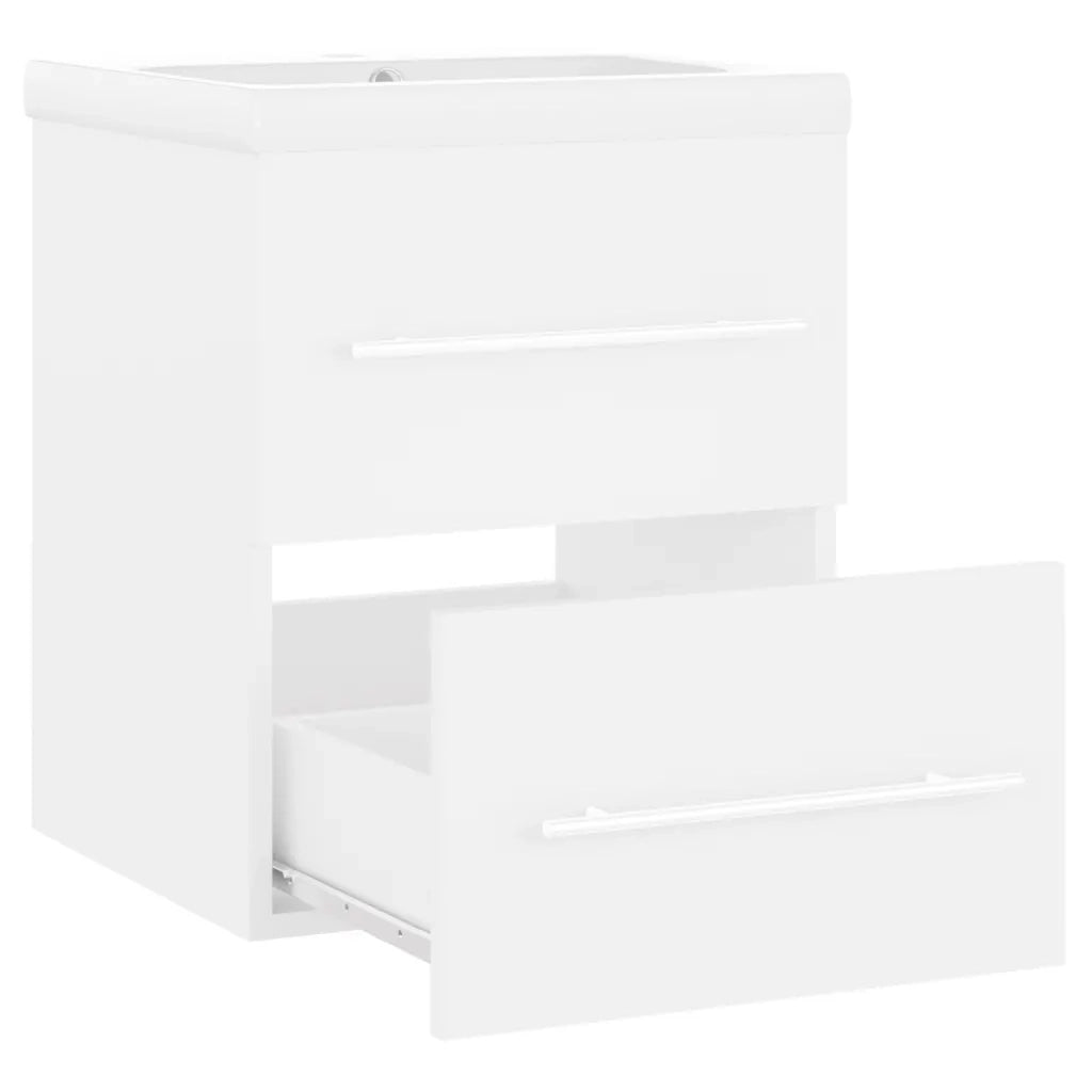 Mobile Bagno con Lavabo Integrato-Lavandino-Lavabo Bianco in Legno Multistrato 807087