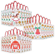 Set di Sacchetti Regalo Reutilizzabili - Borse da Regalo con Cinturino Portatile - 24 Pezzi - 23 x 18 x 8 cm - Motivi Colorati - Motivi Glitter/3D - Borse da Regalo
