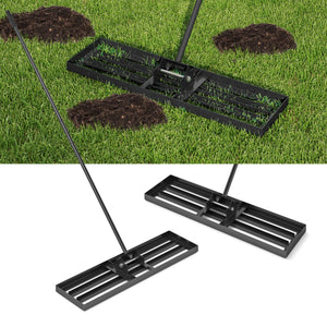 Rastrello livellatore per prato cortile, Livellatore giardino con impugnatura ergonomica e piastra 91x25cm Nero-Attrezzi da giardino