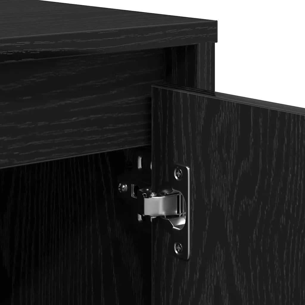 Credenza Rovere Nero 70x41x75 cm Legno Massello di Acacia 862082