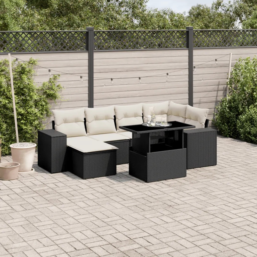 Set Divani da Giardino con Cuscini 7pz Nero Polyrattan 3269306