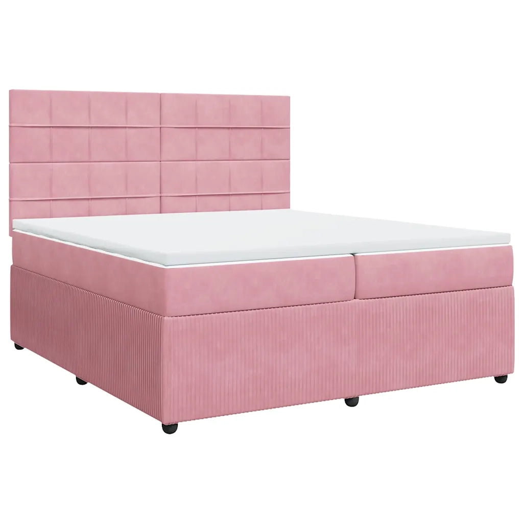 Giroletto a Molle con Materasso Rosa 200x200 cm in Velluto 3292435