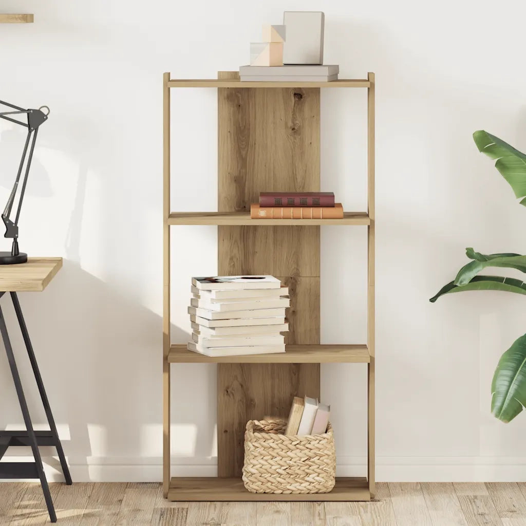 Libreria a 3 Ripiani Rovere Artigianale 60x30x120 cm Truciolato