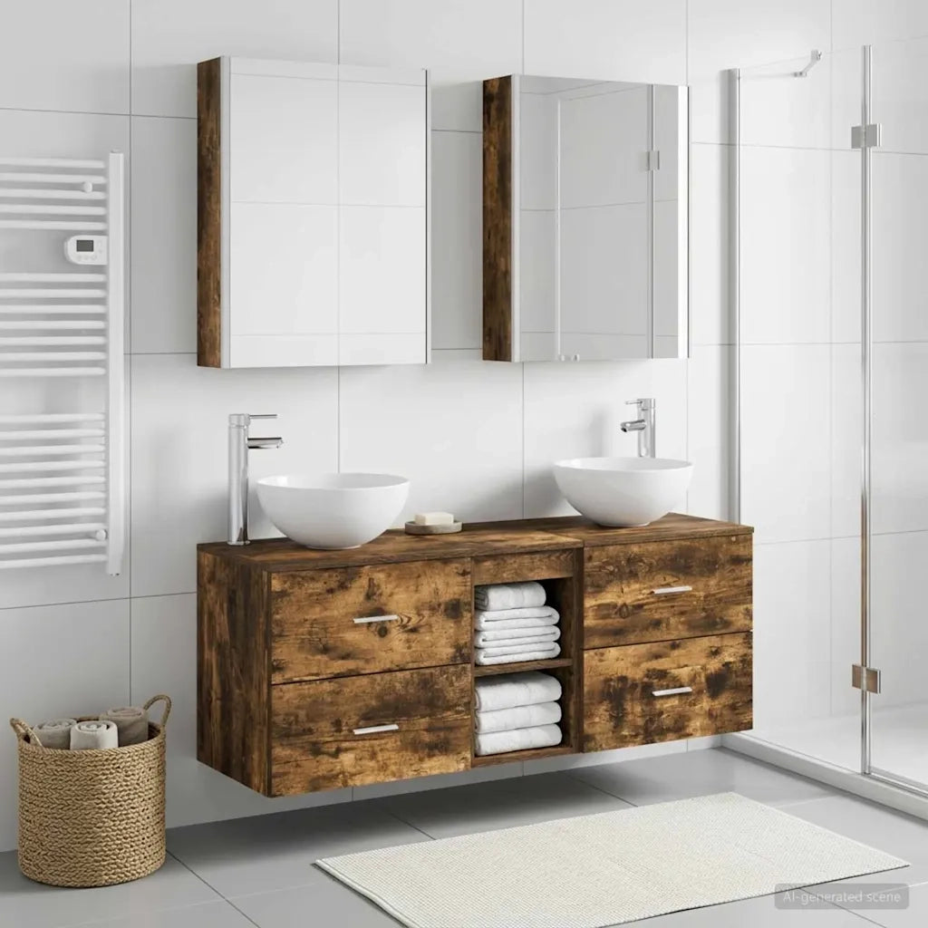 Set di mobili per il bagno 5 pcs Rovere Fumo 3406731