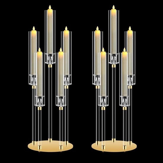 Set di candele in acciaio in acciaio con 5 bracci, altezza 27'', per decorazioni di tavola, adatto per candele LED da 0.87