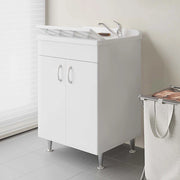 Mobile lavatoio 60 x 50 in legno con asse e kit di scarico incluso Fedra