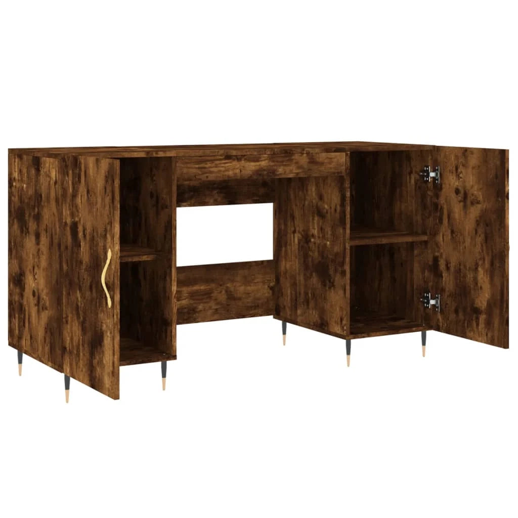 Scrivania da ufficio postazione di lavoro mobile per computer studio rovere affumicato 140 x 50 x 75 cm legno ingegnerizzato marrone 02_0023579