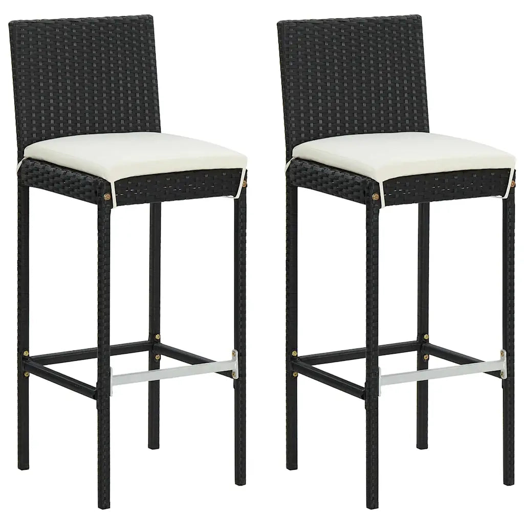 Set Bar da Giardino 3 pz | Set Salotto da Giardino con Cuscini Polyrattan Nero