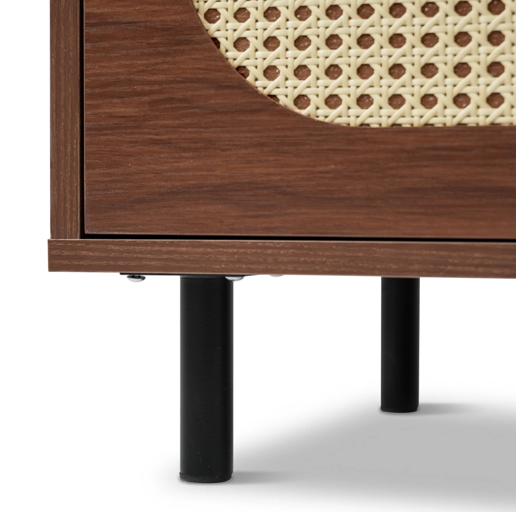 Credenza 80x40x163 cm con 5 ante a ribalta in legno noce