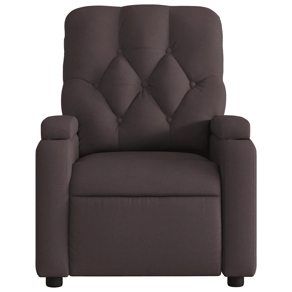 Divano Sedia-Poltrona Massaggio Reclinabile Elettrica Marrone Scuro Tessuto 724955