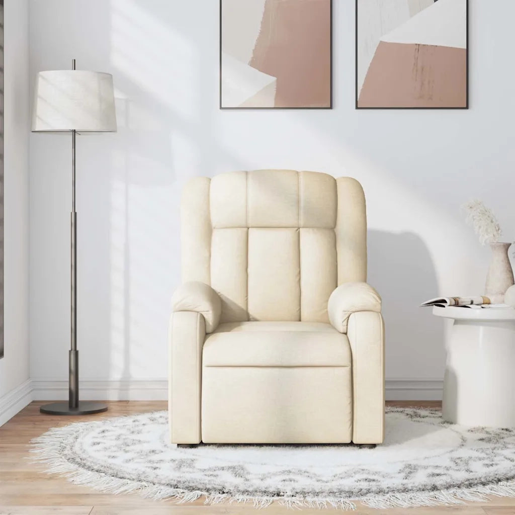 Poltrona Massaggiante | Sedia Relax Reclinabile Crema in Tessuto