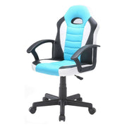 Sedia da gaming Miranda, Poltrona da gaming ragazzo, Sedia da scrivania, 56x55h89/100 cm, Azzurro e Bianco