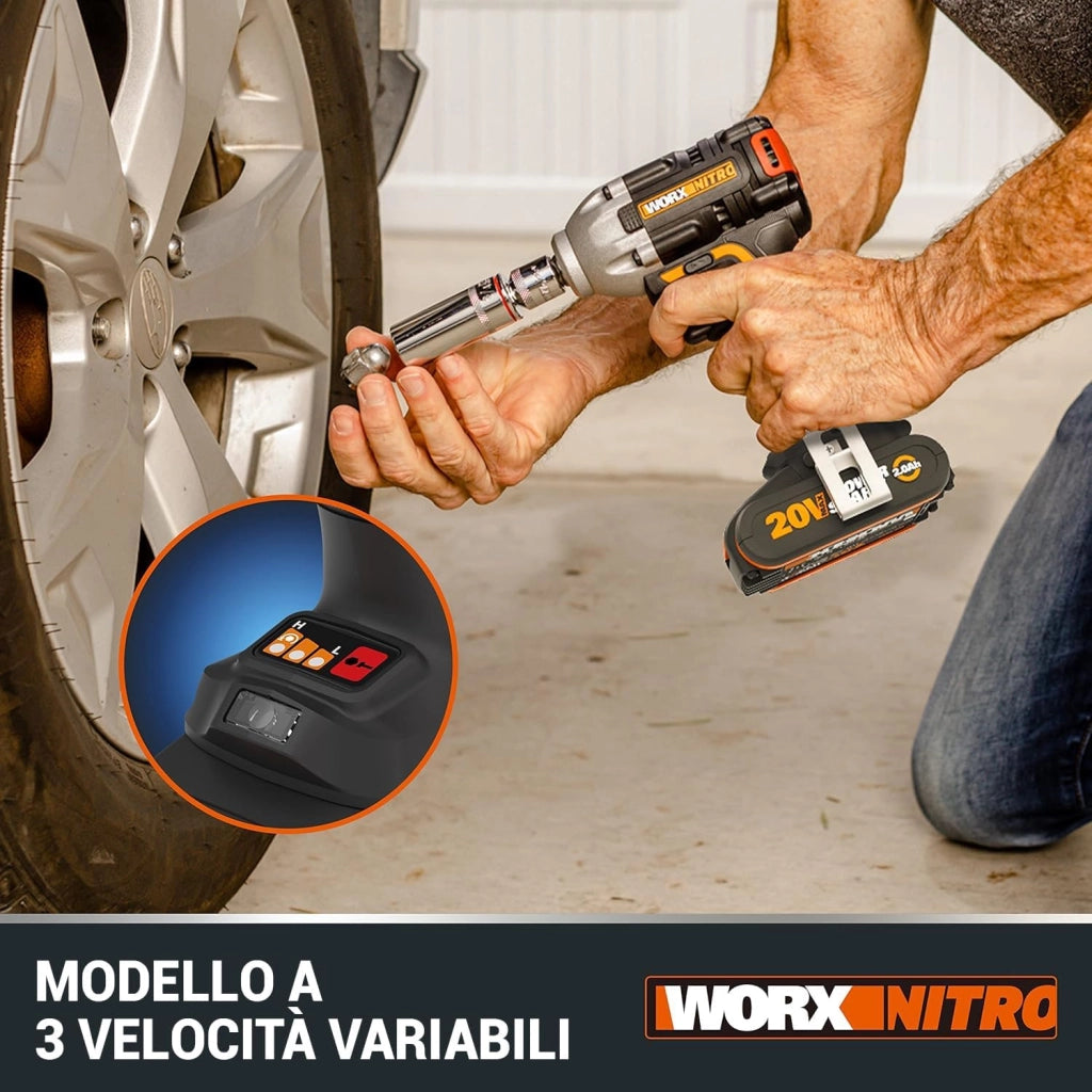 NITRO WX272.9 Avvitatore a impulsi a batteria da 20 V - 300 Nm con motore brushless - Solo utensile