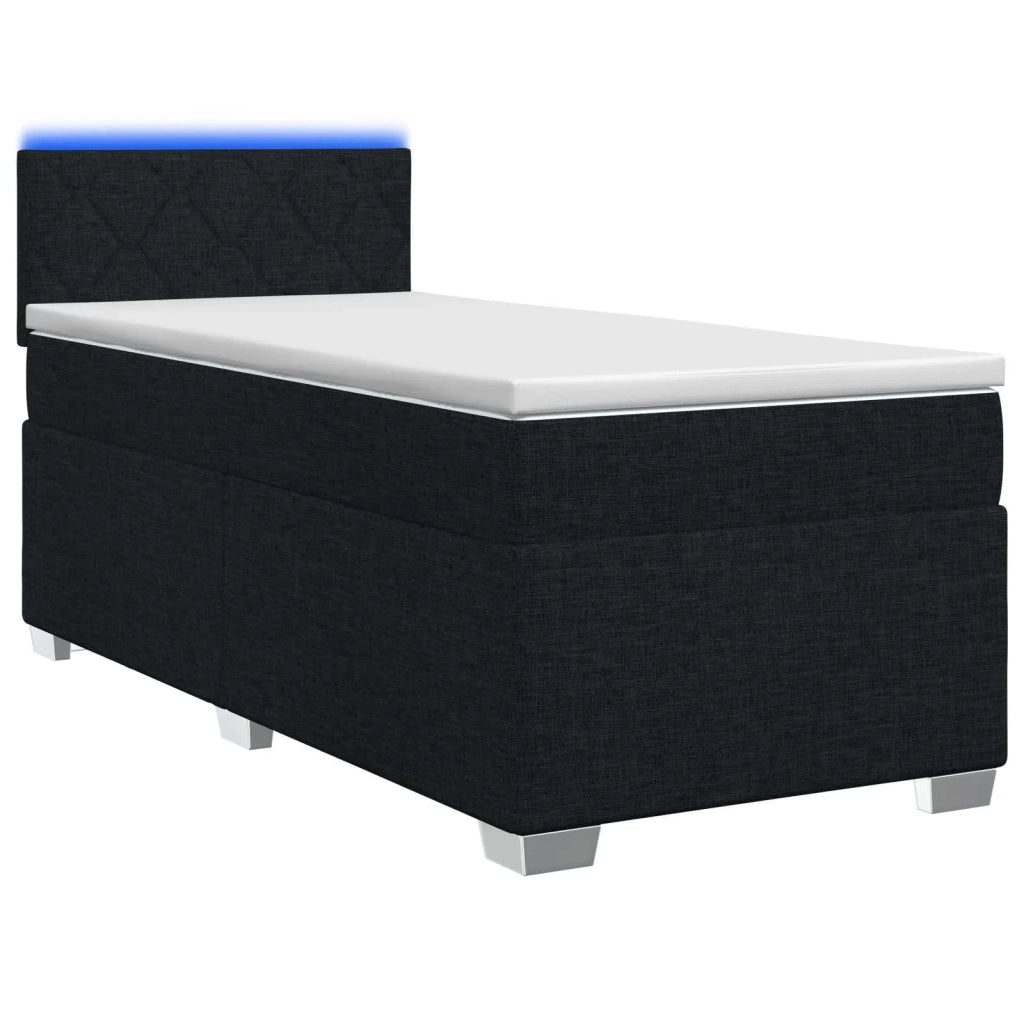 Letto con Box Spring, Materasso e LED Nero 90 x 200 cm Tessuto 3451863