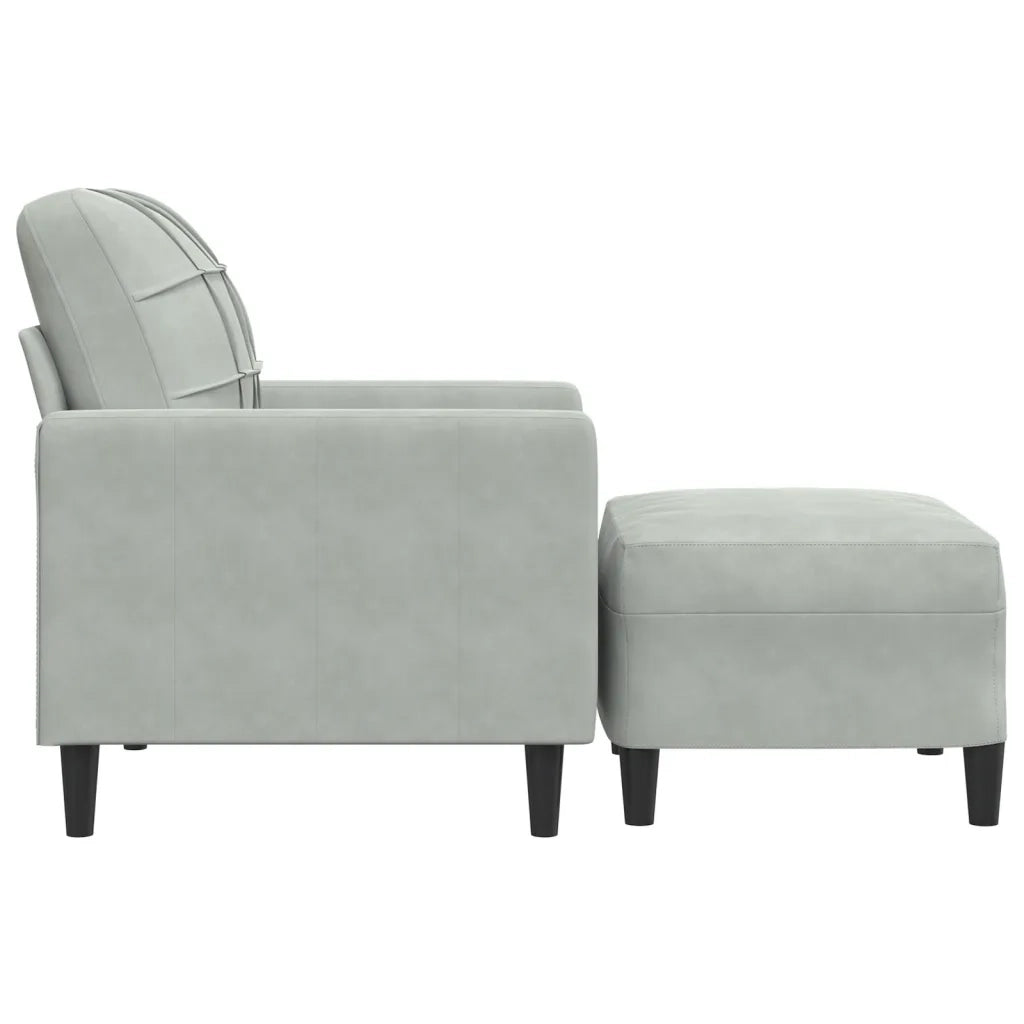Poltrona con Poggiapiedi Grigio Chiaro 60 cm in Velluto
