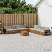 Set di divani da esterno 9 pz Naturale e Grigio Chiaro 3383174