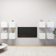 Armadietti a Parete per TV 8 pz Bianchi 30,5x30x30 cm cod mxl 64206